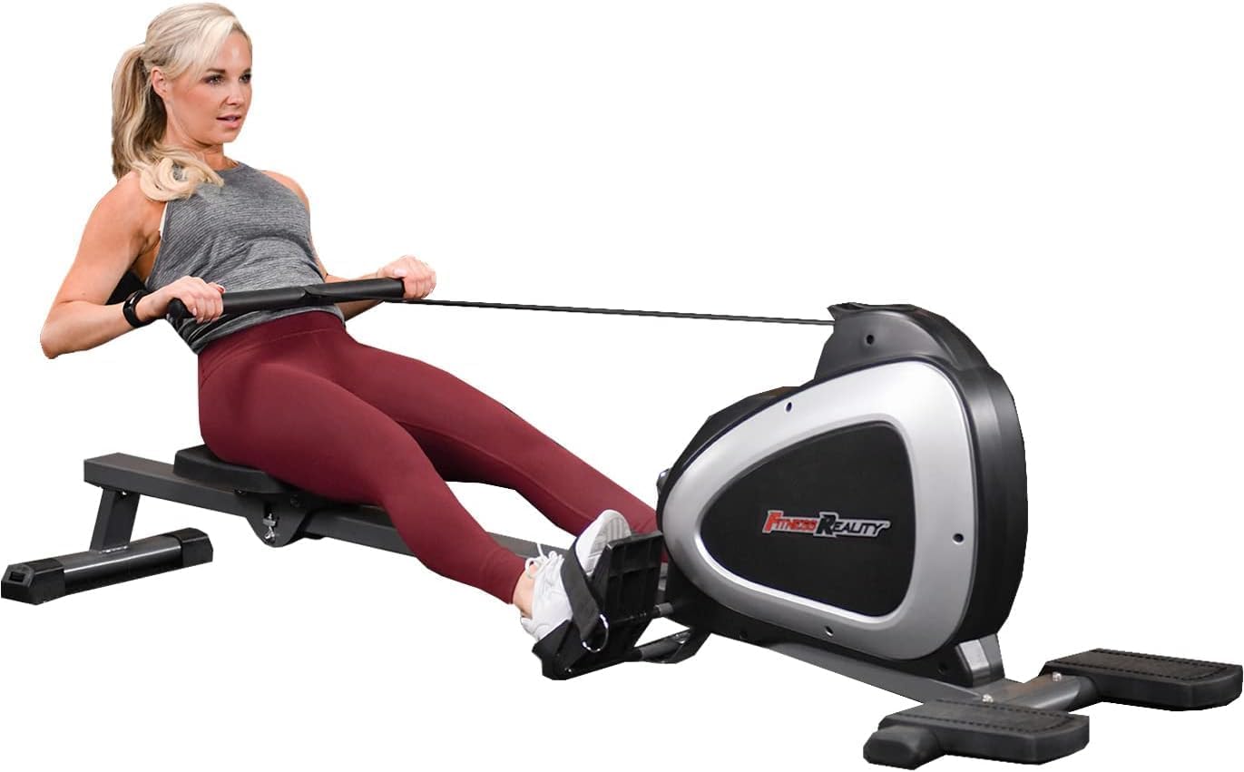 Fitness Reality Magnetic Rowing Machine with Bluetooth Workout Tracking Built-In