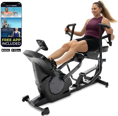 Teeter Power10 Rower with 2-Way Magnetic Resistance Elliptical Motion - Indoor Rowing Machine w/HRM Connectivity, Teeter Move App - Free Classes & Coaching