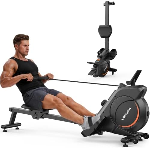 Magnetic Rowing Machine for Home, Upgraded Version with Greater Resistance and Longer Slide Rail, Quiet &amp; Smooth Full Body Workout Rower, App Connected Cardio Equipment : Sports &amp;