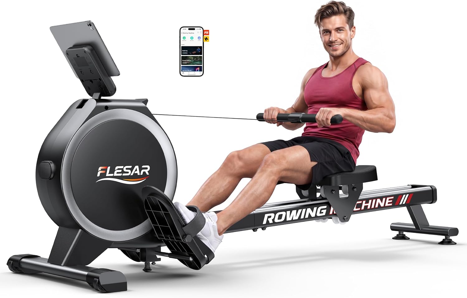 Rowing Machines for Home, Magnetic Rowing Machine with 16 Levels, 350LBS Weight Capacity